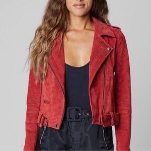 Blank NYC Women's Red Suede Biker Jacket